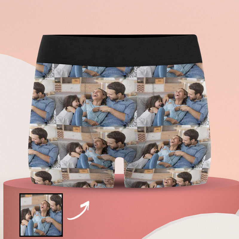 Custom Face Seamless Photo Men's All Over Print Boxer Briefs Personalized Photo Underwear