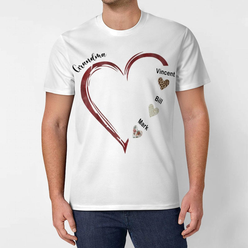 Custom Nickname Name Unisex Loving Heart T-shirt for Mom Grandma