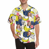 Custom Face Tropical Floral Hawaiian Shirt with Face for Men Personalized Photo Men Aloha Beach Fruit Flower Shirts