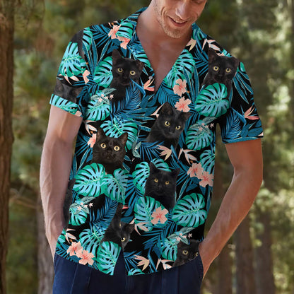 Custom Face Hawaiian Shirts for Men Women Hawaiian Summer Short Sleeve Casual Loose Button Shirt