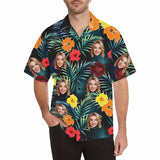 Custom Face Tropical Floral Hawaiian Shirt with Face for Men Personalized Photo Men Aloha Beach Fruit Flower Shirts