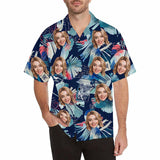 Custom Face Hawaiian Shirts for Men Short Sleeve Aloha Beach Shirt with Photo Tropical Palm Floral Casual Button Down Shirts