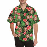 Custom Face Hawaiian Shirts for Men Short Sleeve Aloha Beach Shirt with Photo Tropical Palm Floral Casual Button Down Shirts