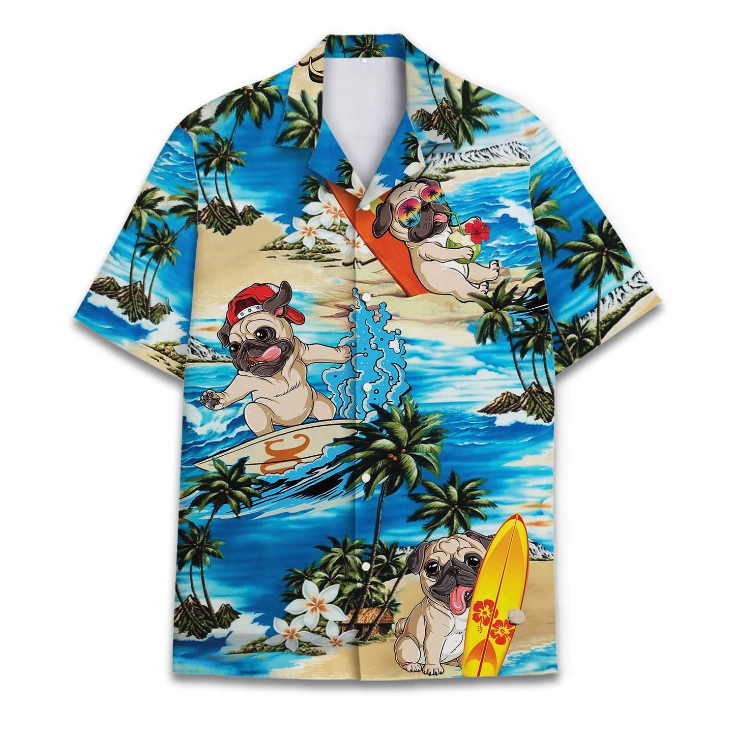 Custom Face Hawaiian Shirts for Men Women Hawaiian Summer Short Sleeve Casual Loose Button Shirt