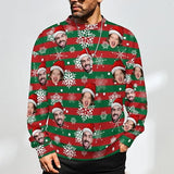 Funny Ugly Christmas Special Custom Face Men's Sweater Personalized Face Sweatshirt for Husband Father Boyfriend Light Line Snowflake Black