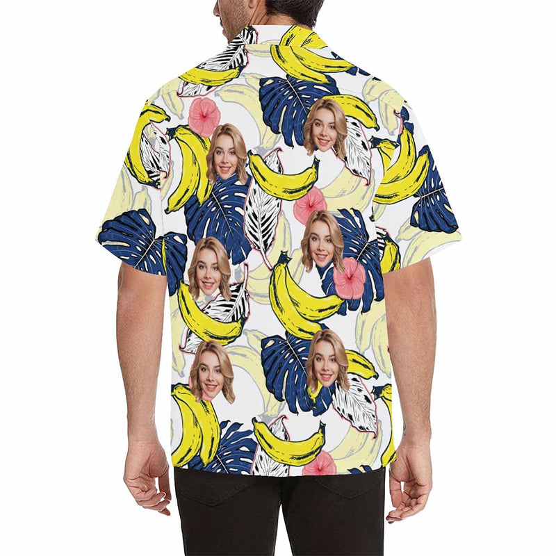 Custom Face Tropical Floral Hawaiian Shirt with Face for Men Personalized Photo Men Aloha Beach Fruit Flower Shirts