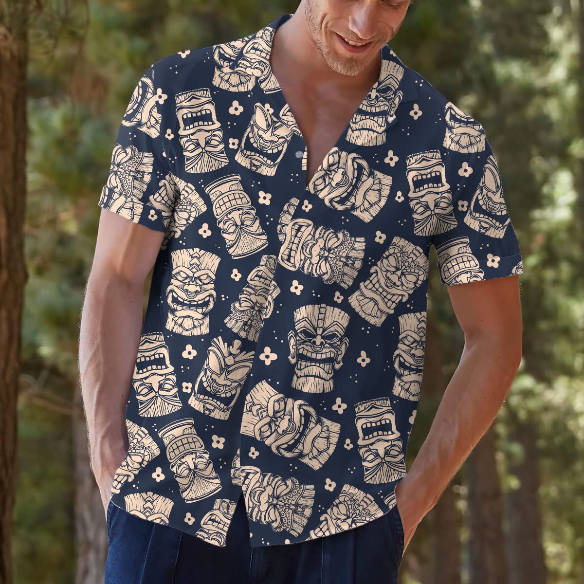 Custom Face Hawaiian Shirts for Men Women Hawaiian Summer Short Sleeve Casual Loose Button Shirt