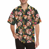 Custom Face Flamingo Hawaiian Shirt with Face for Men Personalized Photo Men Aloha Beach Tropical Pineapple Floral Shirts