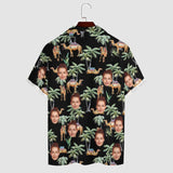 Custom Face Palm Trees and Camels Black Men's Lapel Shirt Cuban Collar Hawaiian Shirt