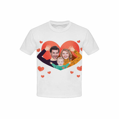 Custom Family Portrait Red Love Heart Background T-shirt