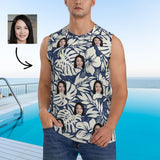 Custom Face White Plant Men's Sleeveless T-Shirt Vest Tank Top