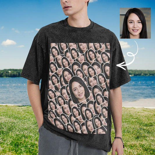 Custom Face Stickers Bootleg Shirt Vintage Oversized Unisex T-shirt