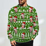 Funny Ugly Christmas Special Custom Face Men's Sweater Personalized Face Sweatshirt for Husband Father Boyfriend Light Line Snowflake Black