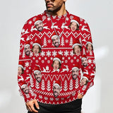 Funny Ugly Christmas Special Custom Face Men's Sweater Personalized Face Sweatshirt for Husband Father Boyfriend Light Line Snowflake Black