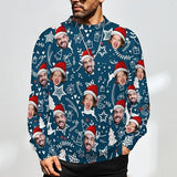 Funny Ugly Christmas Special Custom Face Men's Sweater Personalized Face Sweatshirt for Husband Father Boyfriend Light Line Snowflake Black