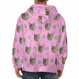 Custom Cat Face Soft Flannel Hooded Sweatshirt Hoodie