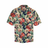 Custom Face Flower Leaves Men's All Over Print Hawaiian Shirt - Deep Bule