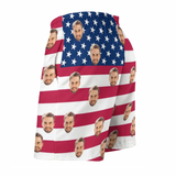 Personalized Swim Trunks Custom Face American Flag Men's Quick Dry Swim Shorts Beach Swimsuit