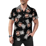 Custom Face Pineapple Blue Men's Lapel Shirt Cuban Collar Hawaiian Shirt