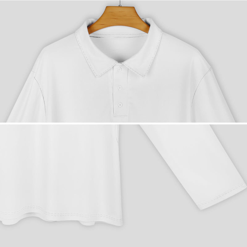 Custom Photo Patchwork Men's Long Sleeve Sports Golf Polo Shirt