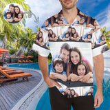 Custom 4 Photos Men's All Over Print Hawaiian Shirt, Personalized Aloha Shirt With Face Summer Beach Party As Gift for Vacation