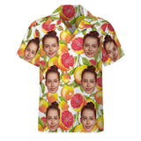 Custom Face Grapefruit Orange Men's Lapel Shirt Cuban Collar Hawaiian Shirt