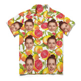Custom Face Grapefruit Orange Men's Lapel Shirt Cuban Collar Hawaiian Shirt