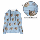 Custom Cat Face Soft Flannel Hooded Sweatshirt Hoodie