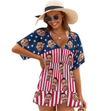 Custom Couple American Flag Hawaiian Shirt Set&Cover Up Dress Independence Gift - YesCustom