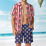 Custom Couple American Flag Hawaiian Shirt Set&Cover Up Dress Independence Gift - YesCustom