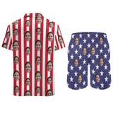 Custom Couple American Flag Hawaiian Shirt Set&Cover Up Dress Independence Gift - YesCustom