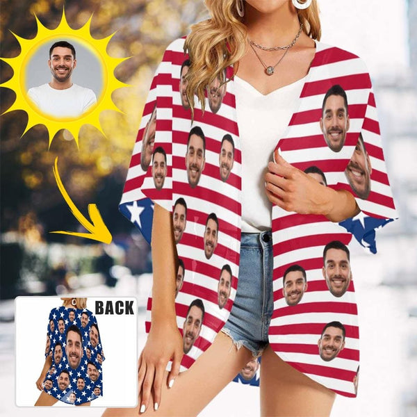 Custom Couple Hawaiian Shirt Cover Up Set American Flag Hawaiian Shirt&Cover Up - YesCustom