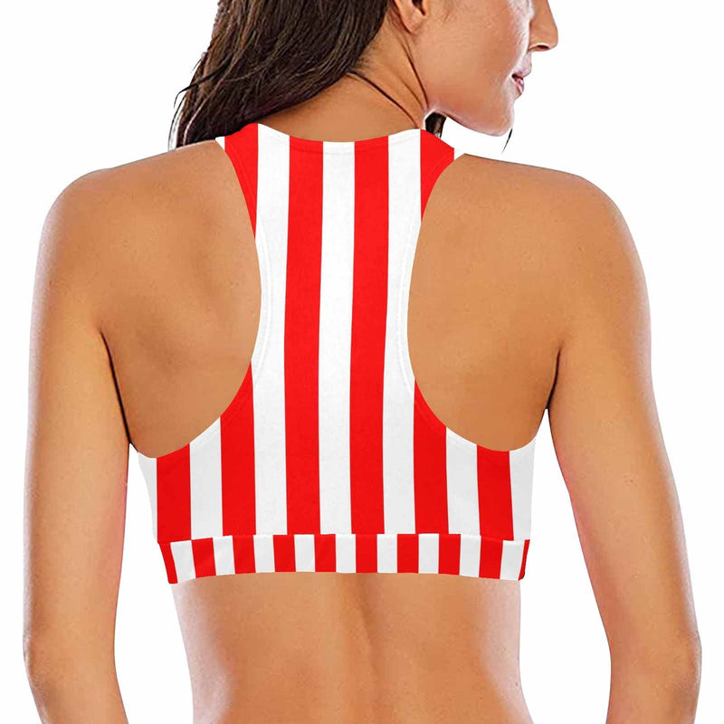 Custom #Crewneck Tank Bikini Top - Custom Face Red Stripes Women's Beach Crop High-Neck Bikini Top - YesCustom