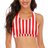 Custom #Crewneck Tank Bikini Top - Custom Face Red Stripes Women's Beach Crop High-Neck Bikini Top - YesCustom