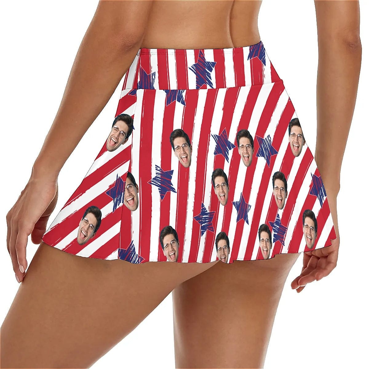 Custom Custom Face American Flag Bikini Top&Bottom One Shoulder Bikini Top Split Bikini - YesCustom