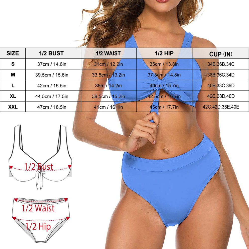 Custom Custom Face American Flag Chest Strap Tie Side Low Waisted Bikini Women's Two Piece Swimsuit Personalized Bathing Suit Summer Beach Pool Outfits - YesCustom