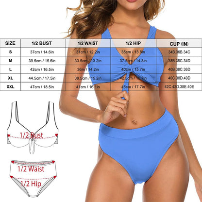 Custom Custom Face American Flag Chest Strap Tie Side Low Waisted Bikini Women's Two Piece Swimsuit Personalized Bathing Suit Summer Beach Pool Outfits - YesCustom