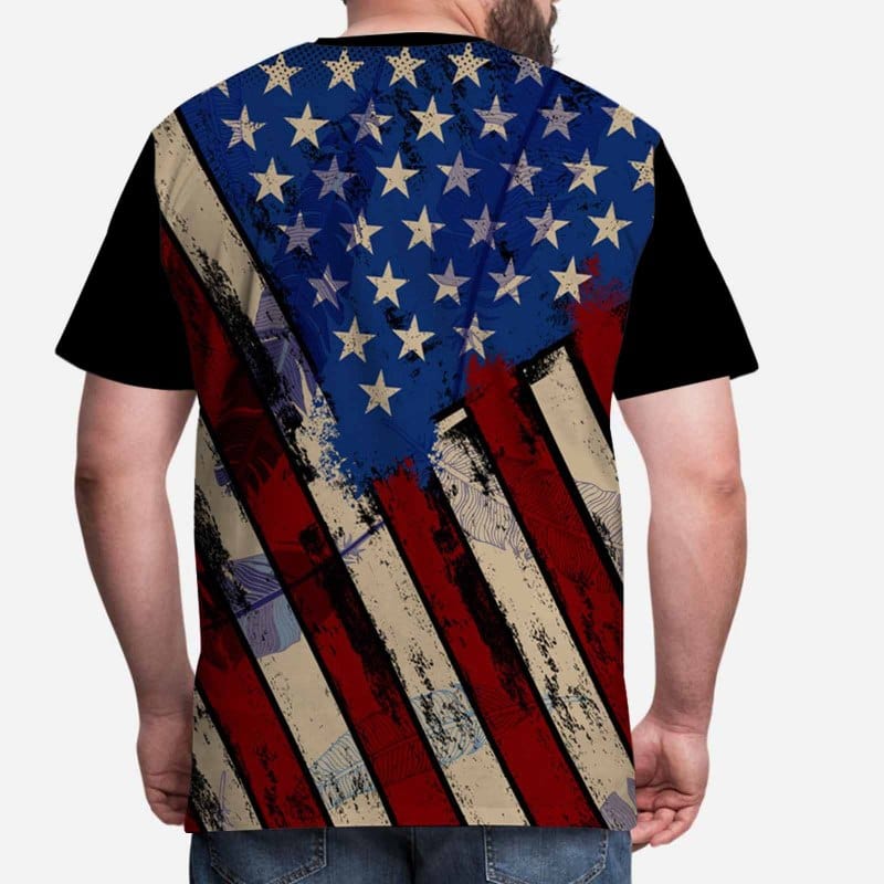 Custom Custom Face American Flag Family Matching T-shirt Put Your Photo on Shirt Unique Design All Over Print T-shirt Gift - YesCustom