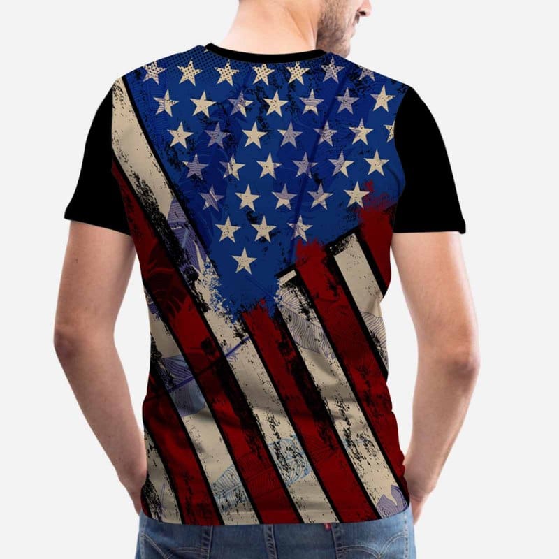 Custom Custom Face American Flag Family Matching T-shirt Put Your Photo on Shirt Unique Design All Over Print T-shirt Gift - YesCustom