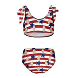 Custom Custom Face American Flag Kid's Strap Swimsuit Put Your Face on Custom Swimwear - YesCustom