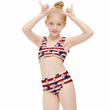 Custom Custom Face American Flag Kid's Strap Swimsuit Put Your Face on Custom Swimwear - YesCustom