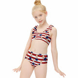 Custom Custom Face American Flag Kid's Strap Swimsuit Put Your Face on Custom Swimwear - YesCustom