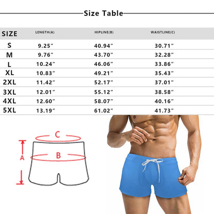 Custom Custom Face American Flag Men's Swimwear Short Swim Trunks with Zipper Pocket Personalized Surfing Square Leg Board Shorts - YesCustom