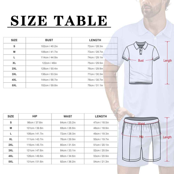 Custom Custom Face American Flag Style Men's Polo Shirt and Shorts Set 2 Piece Summer Outfits Fashion Tracksuit Set - YesCustom