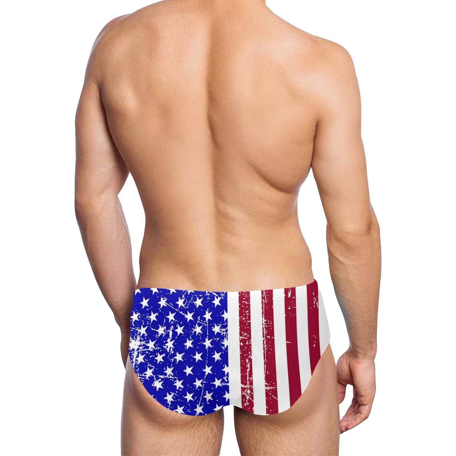 Custom Custom Face American Flag Triangle Swim Briefs Design Broken Paper Men's Swim Shorts for Pool Party - YesCustom