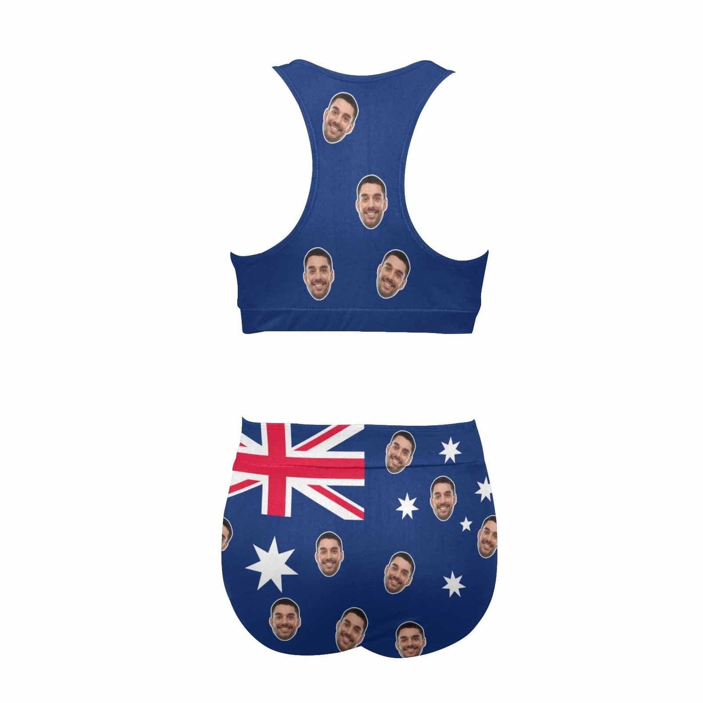 Custom Custom Face Australian Flag Swimsuit Personalized Women's Crop Top Bikini Set Bathing Suit - YesCustom