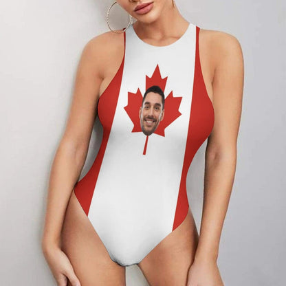 Custom Custom Face Canada Swimsuit Personalized Bathing Suits Women's Vest Bodysuit Swimsuit Celebrate Holiday Party - YesCustom