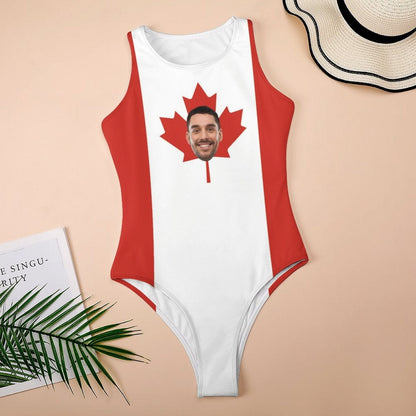 Custom Custom Face Canada Swimsuit Personalized Bathing Suits Women's Vest Bodysuit Swimsuit Celebrate Holiday Party - YesCustom