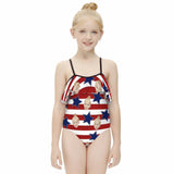 Custom Custom Face Flag Kid's Strappy Swimsuit For Kids 6-12 Years - YesCustom