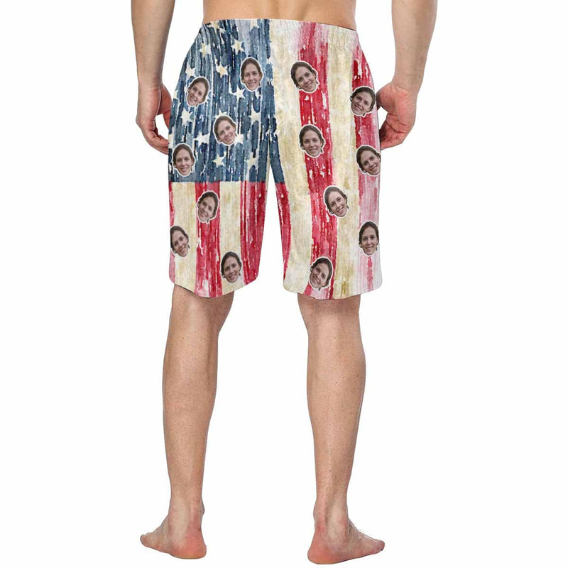 Custom Custom Face Flag Men's Beach Shorts - YesCustom